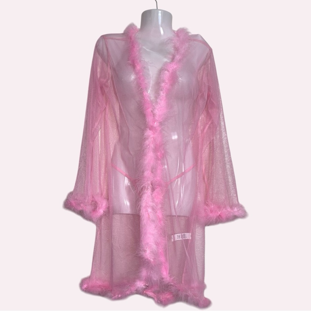 Sheer Pink Feathered Robe Valentine’s Day Gift
